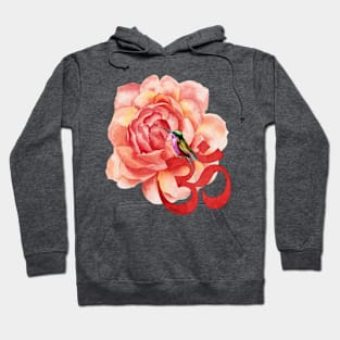 Watercolor Hummingbird Roses Om Design Hoodie